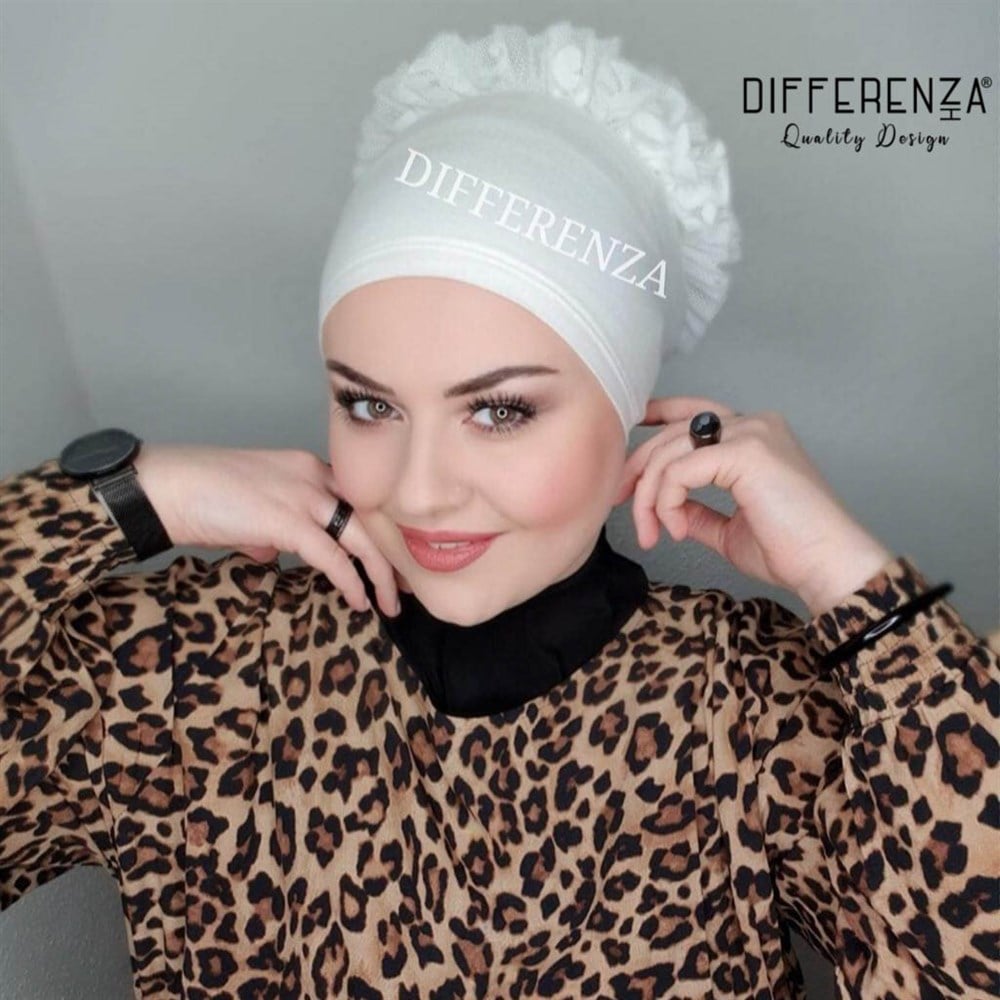 Lace Bone (Fırfırlı Bone)-Beyaz