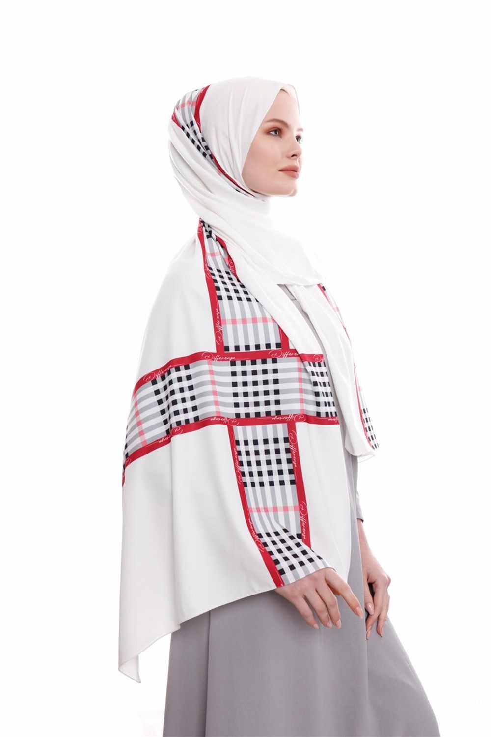 Line Medine İpeği Şal - Ekru