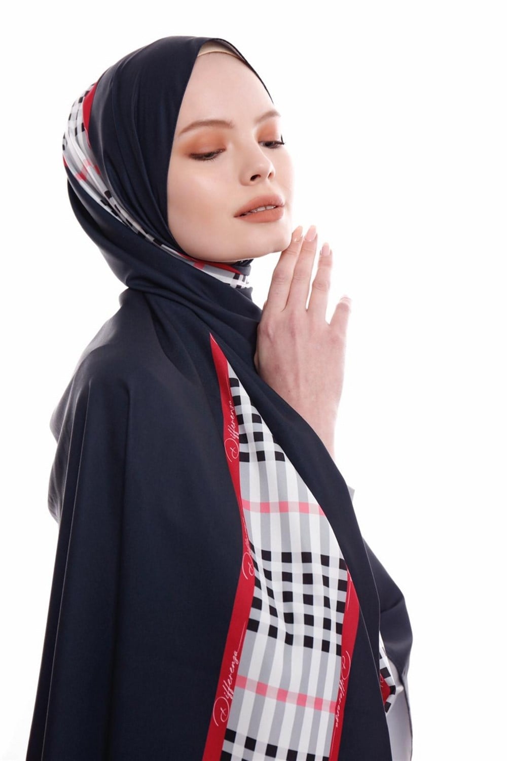 Line Medine İpeği Şal - Siyah