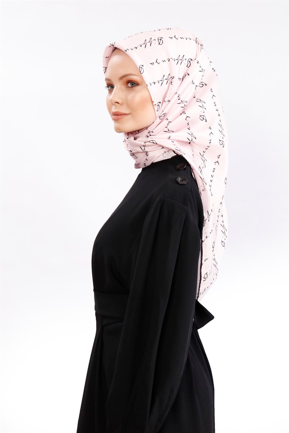 Logolu Desen Eşarp - Pudra