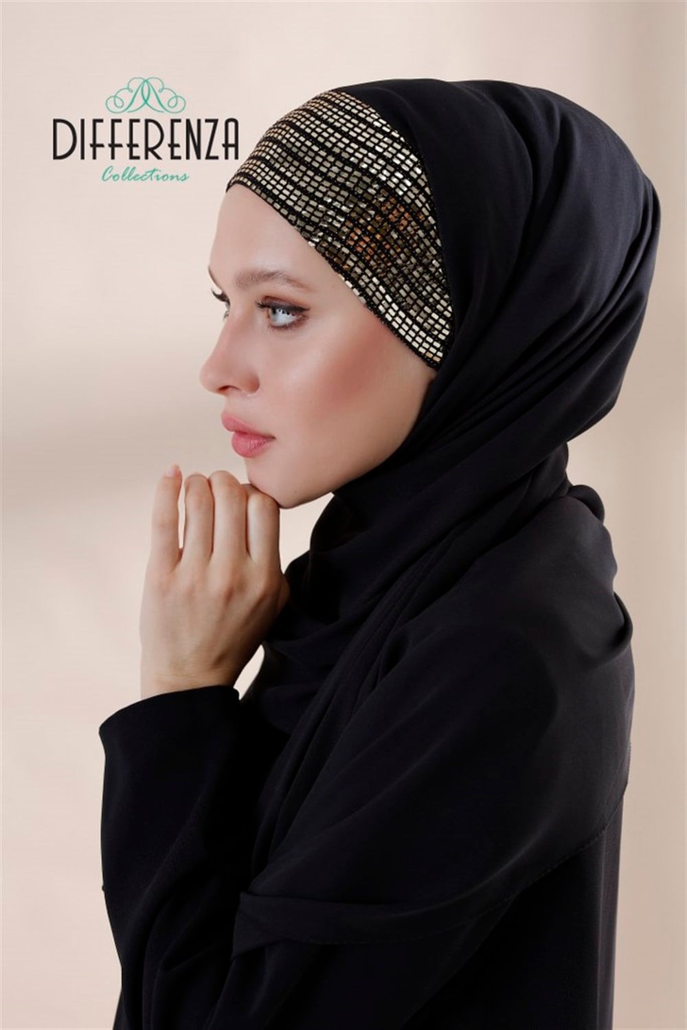 Ön Ayna Payet Şal-Siyah Gold