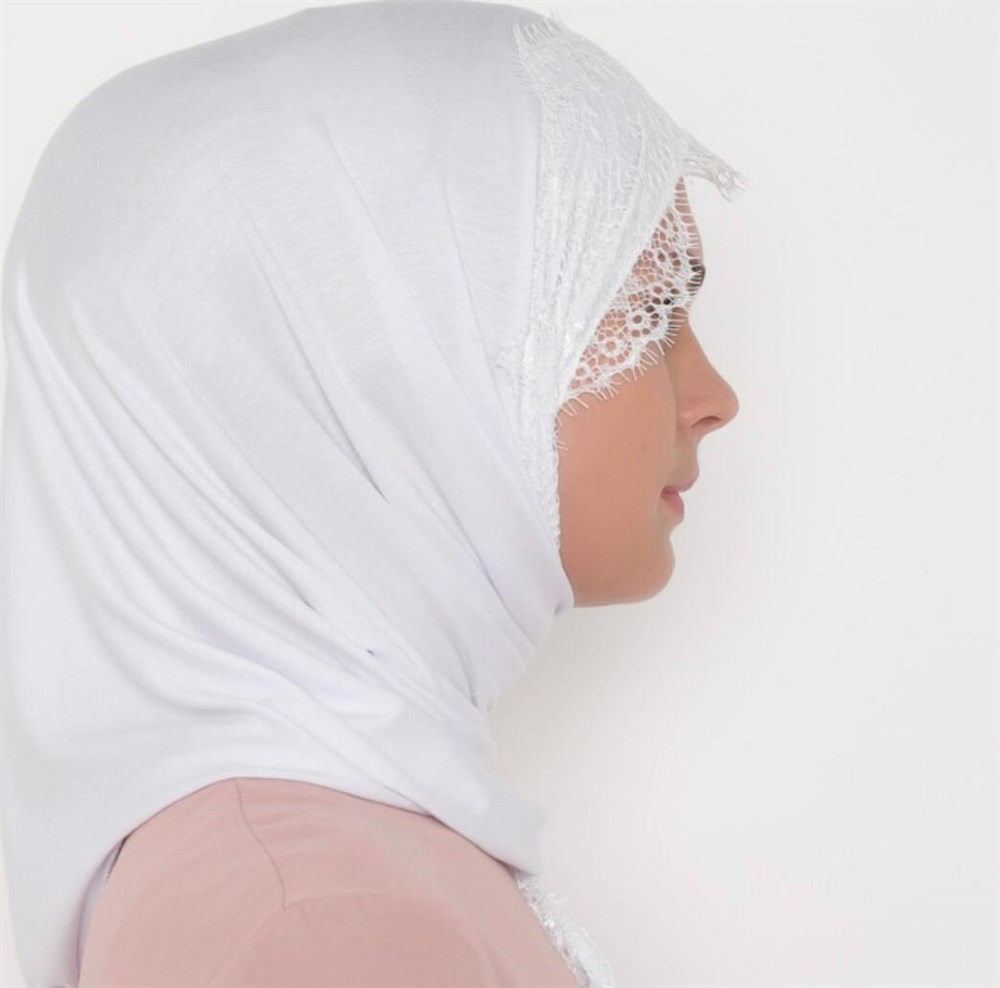 SAKALLI DANTEL ŞAL-Beyaz