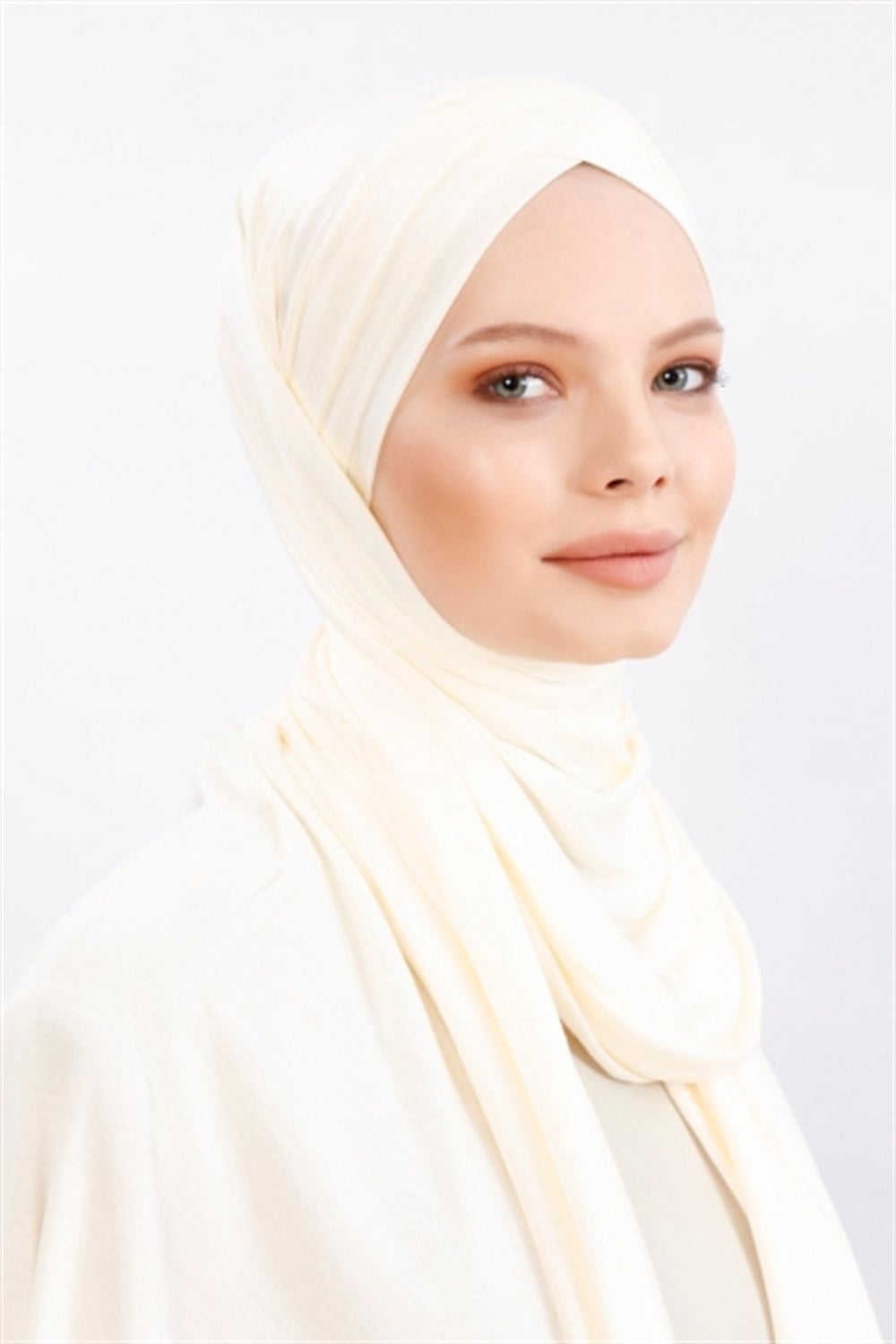 Üç Bant Penye Şal-Ekru