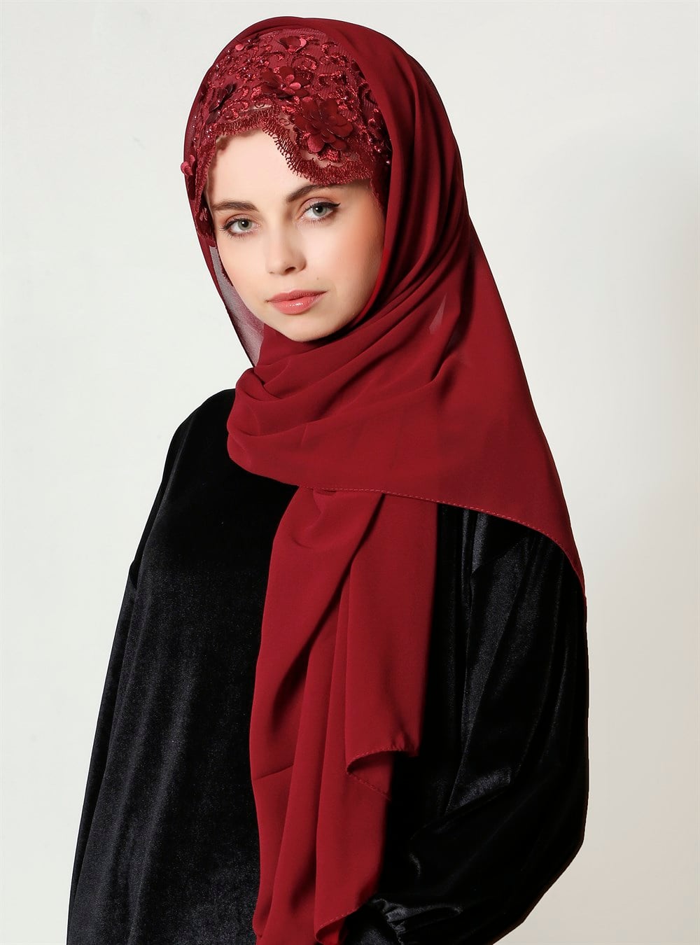 Üç Boyutlu Şal - Bordo