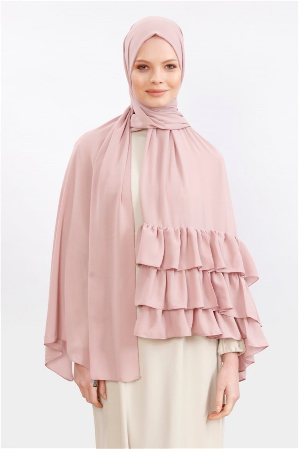 Üç Pile Krep Şal-Pudra