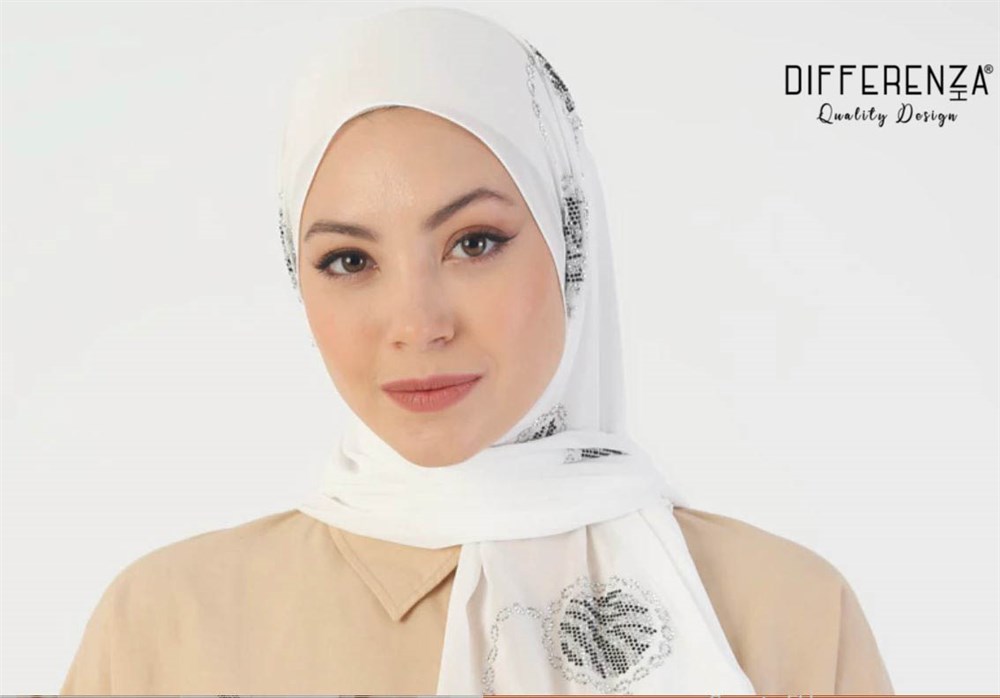 Zebra Topu Şifon Şal-Ekru