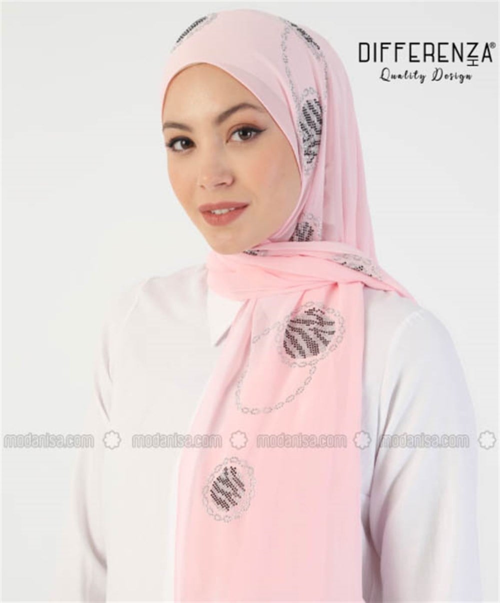 Zebra Topu Şifon Şal-Pudra