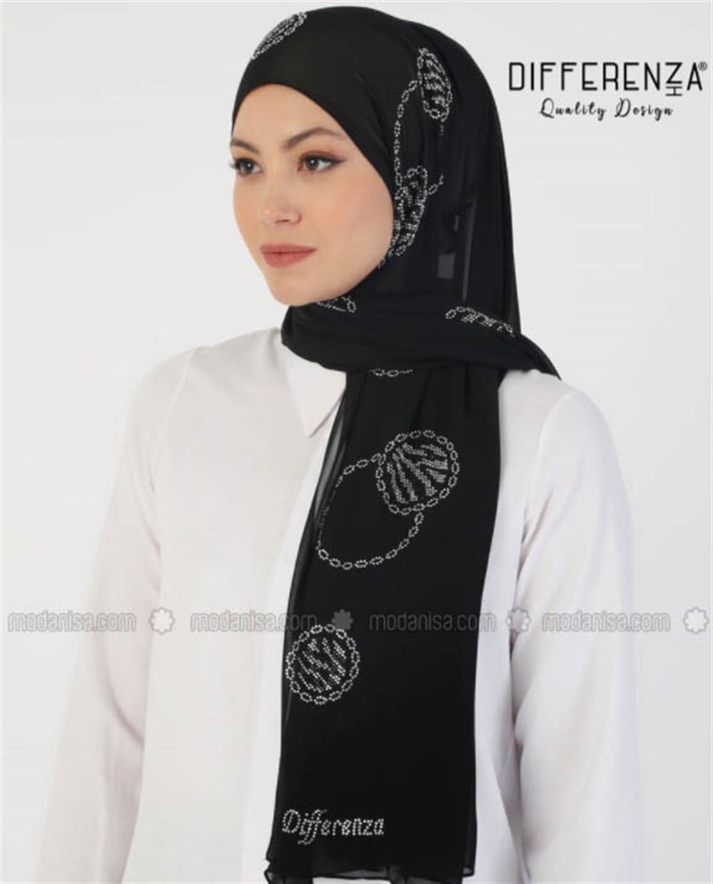 Zebra Topu Şifon Şal-Siyah Gümüş