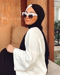 Düğüm Penye Şal - Siyah Beyaz