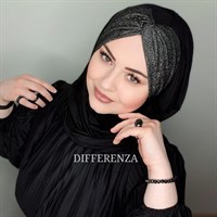 Düğüm Prenses Penye Şal - Siyah Gümüş