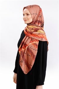 Halat Desen Eşarp - Pudra / Turuncu