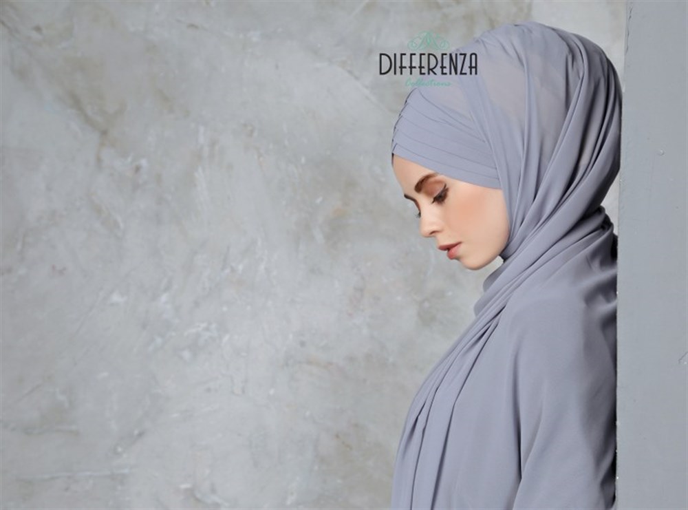 5 Bant Şifon Şal-Gri