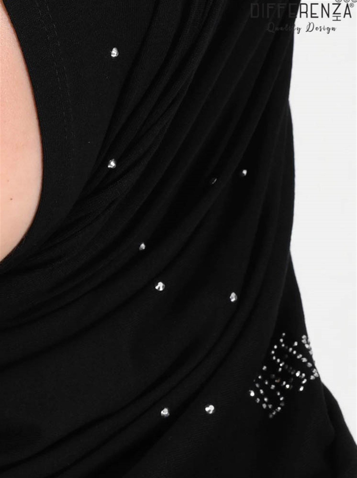 Asya Taşlı Bone-Gümüş Siyah