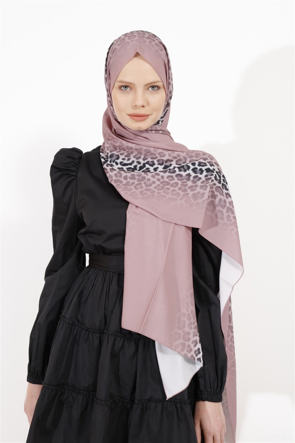 Degrade Leopar Şal - Pudra