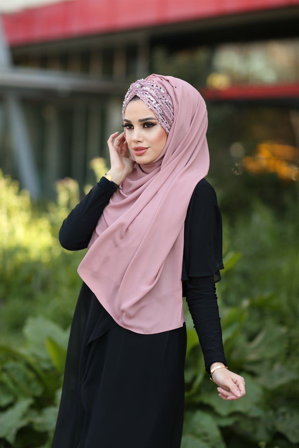Düğüm Lux Payet Şal -Pudra