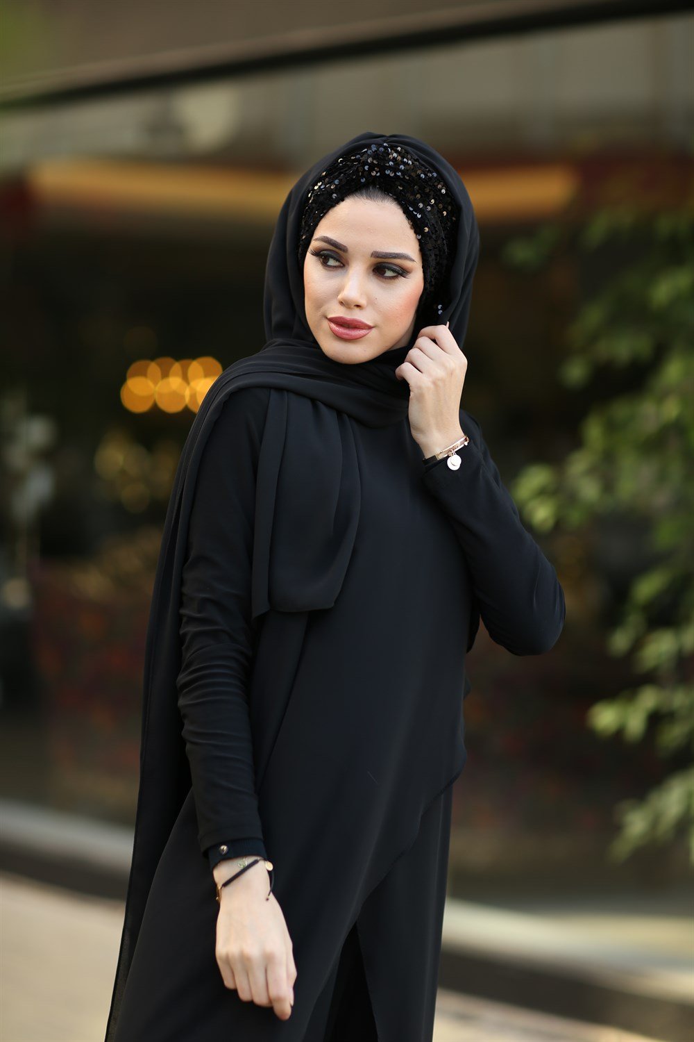 Düğüm Lux Payet Şal -Siyah
