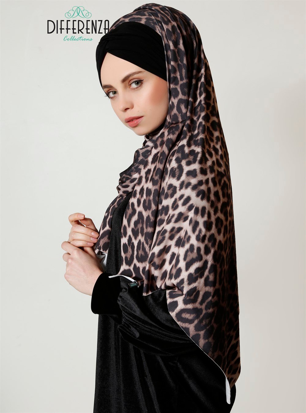 Düğüm Sandy Leopar Şal-Siyah