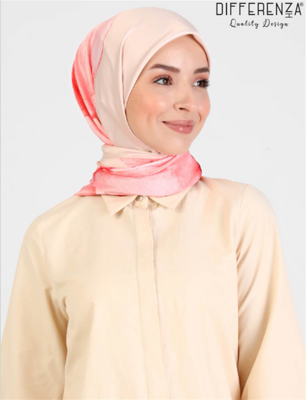 Flora Basic Desenli Eşarp-Kırmızı