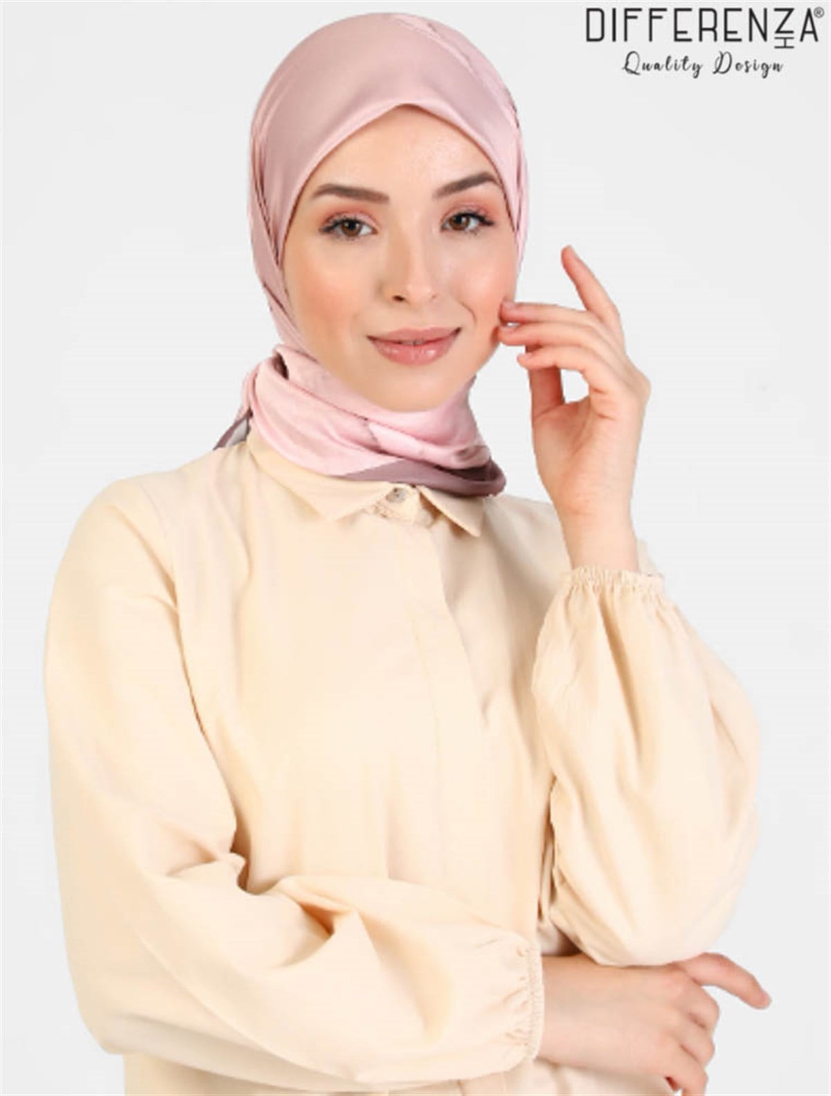 Flora Basic Desenli Eşarp-Vizon