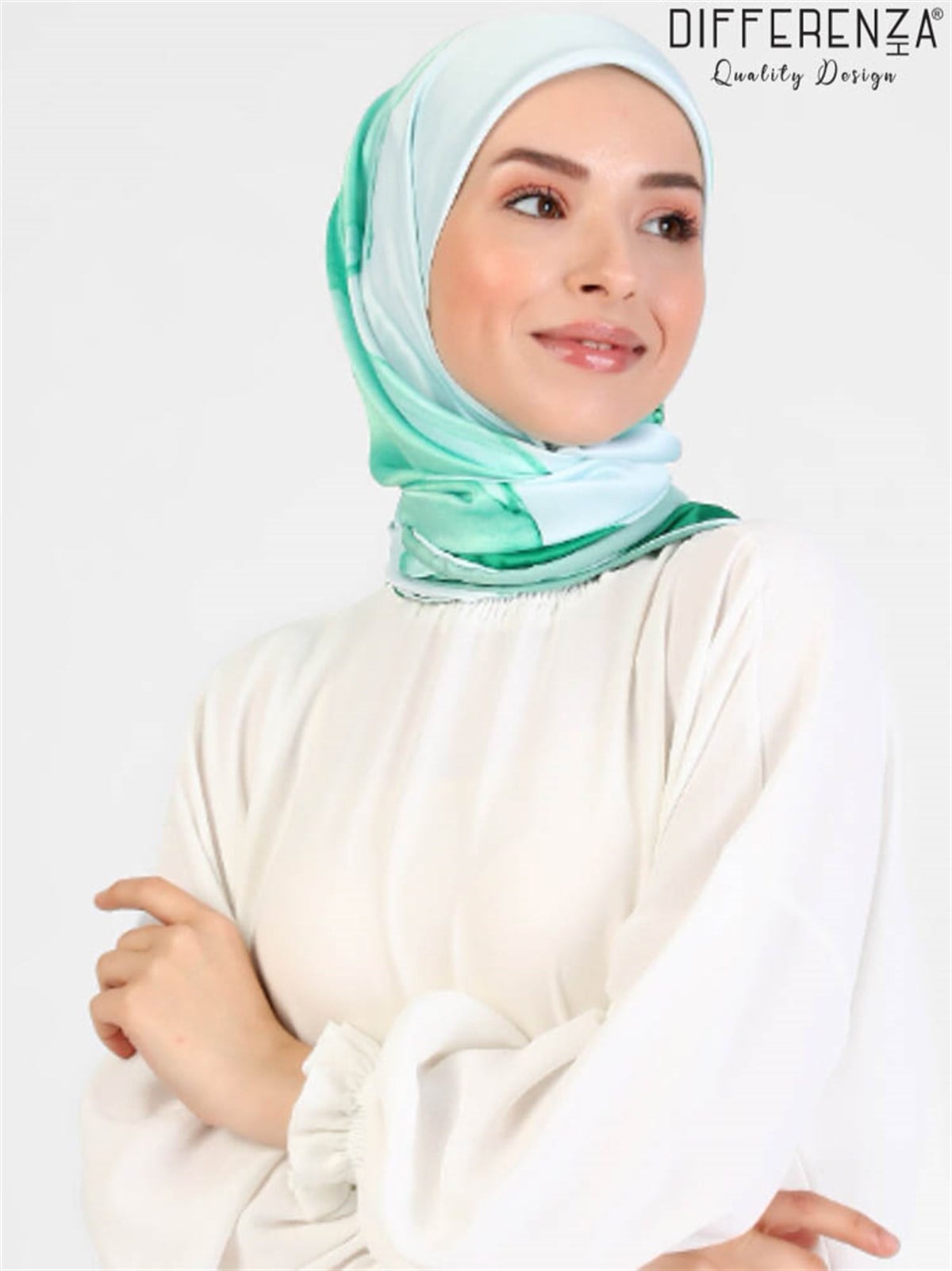 Flora Basic Desenli Eşarp-Yeşil