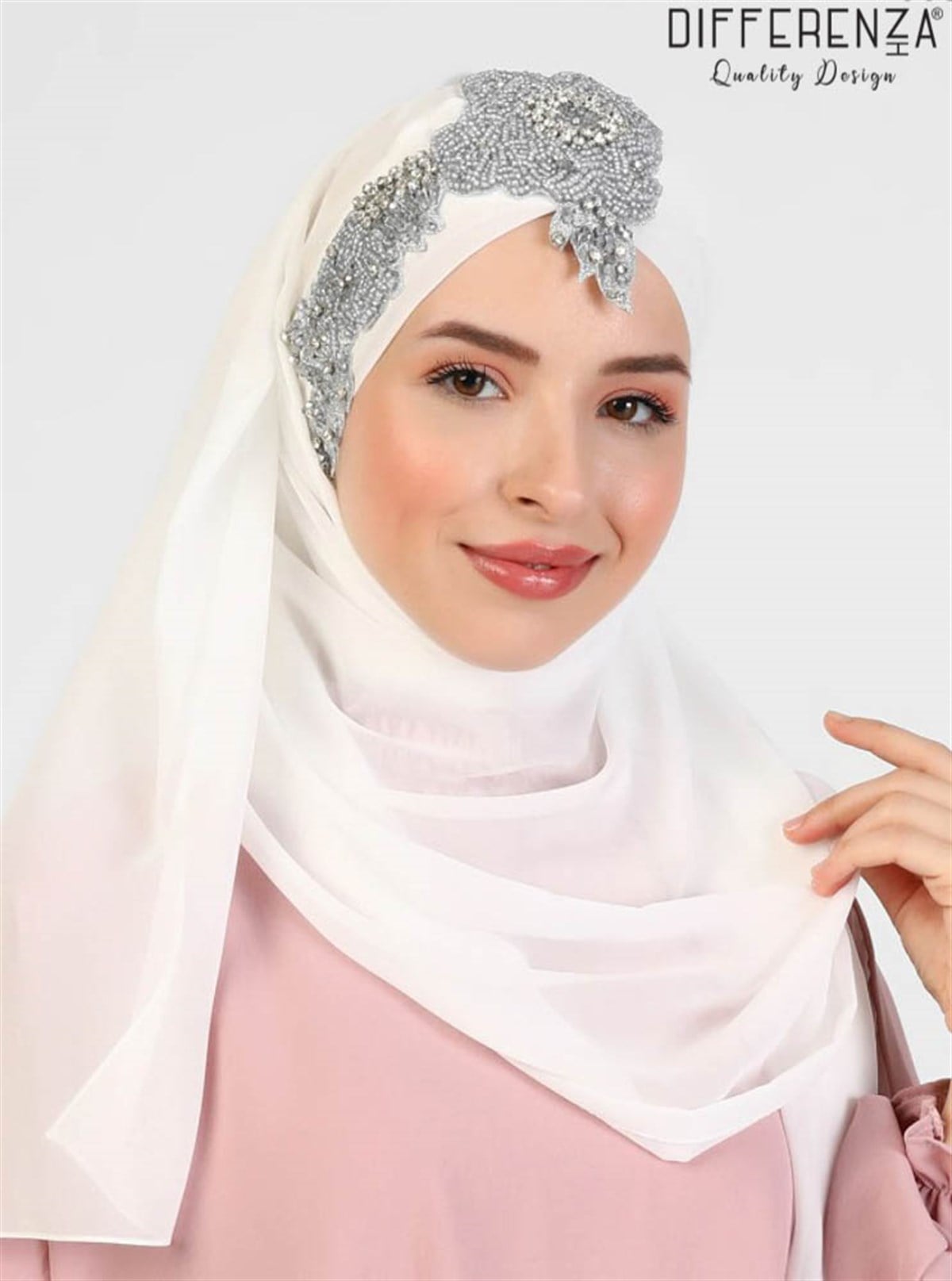 Flora El İşleme Şal-Ekru