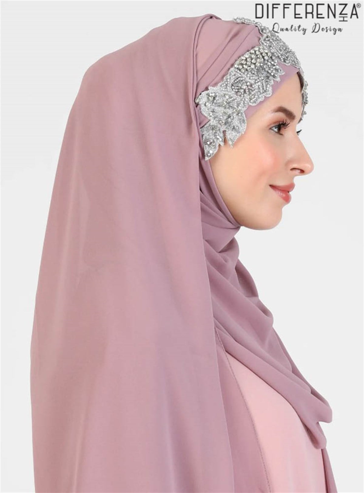 Flora El İşleme Şal-Gül Kurusu