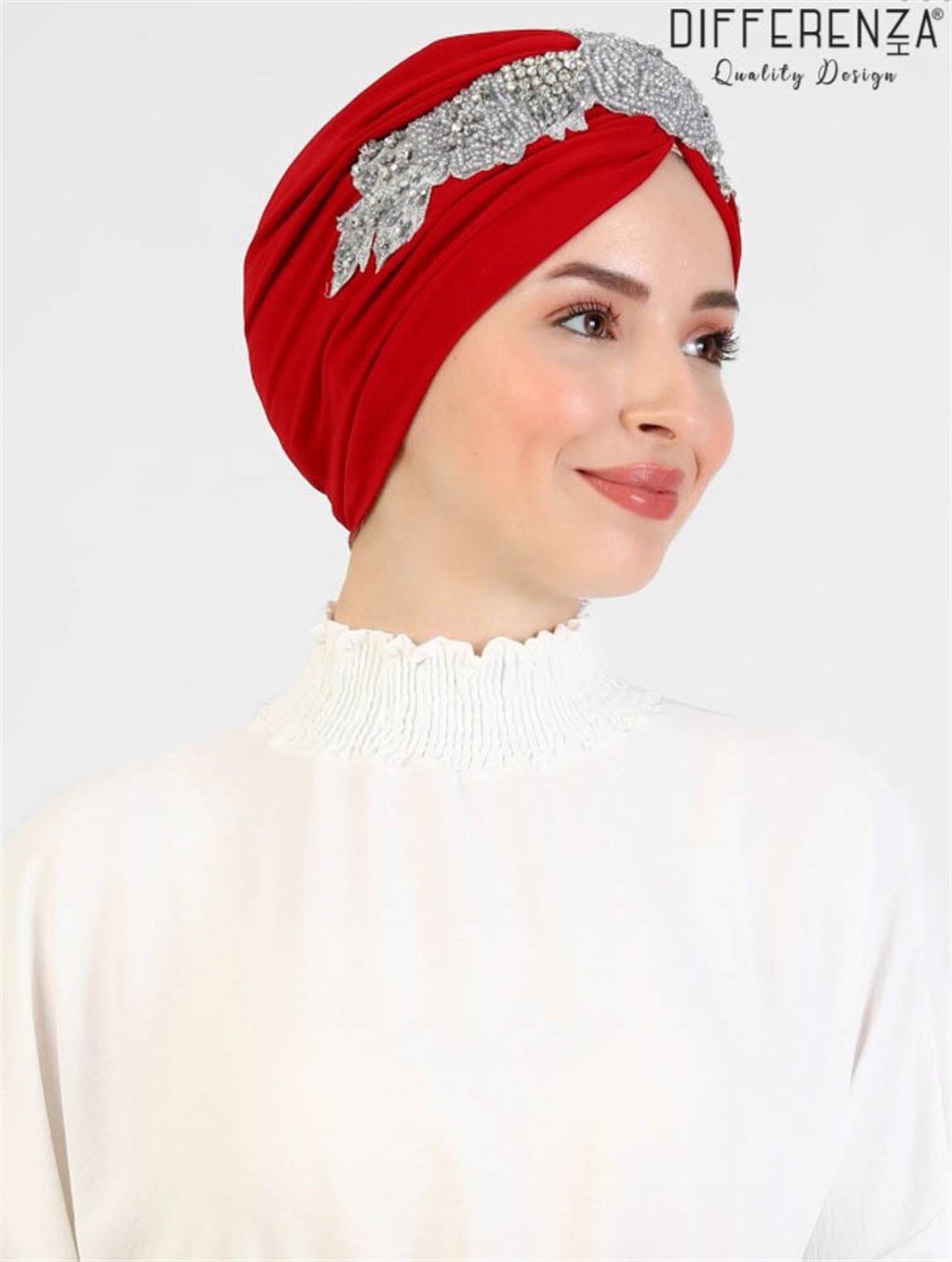 Flora El İşlemesi Bone-Kırmızı