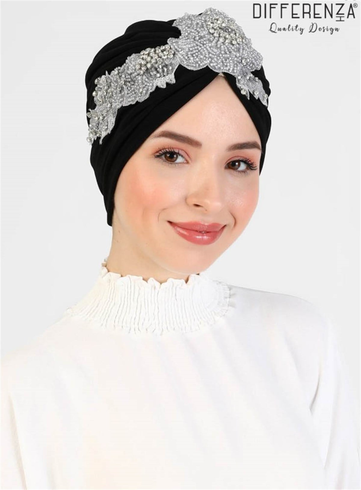 Flora El İşlemesi Bone-Siyah