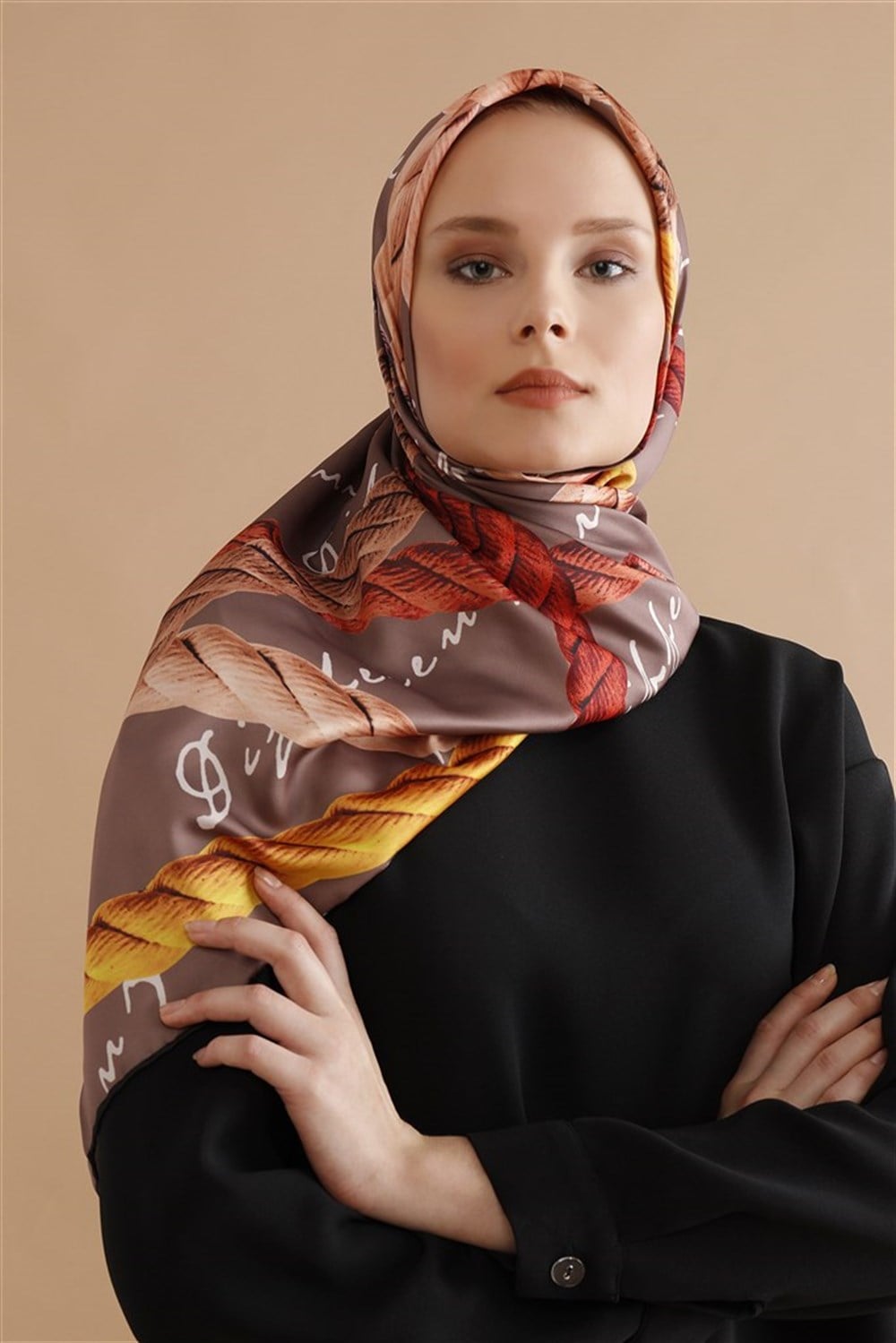 Halat Desen Eşarp - Vizon