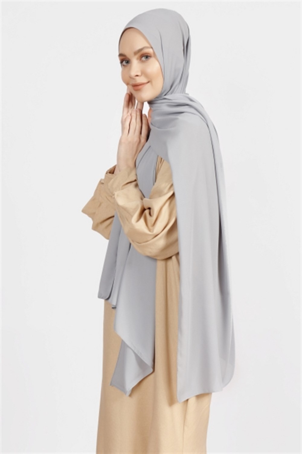 Krep Şal - Açık Gri