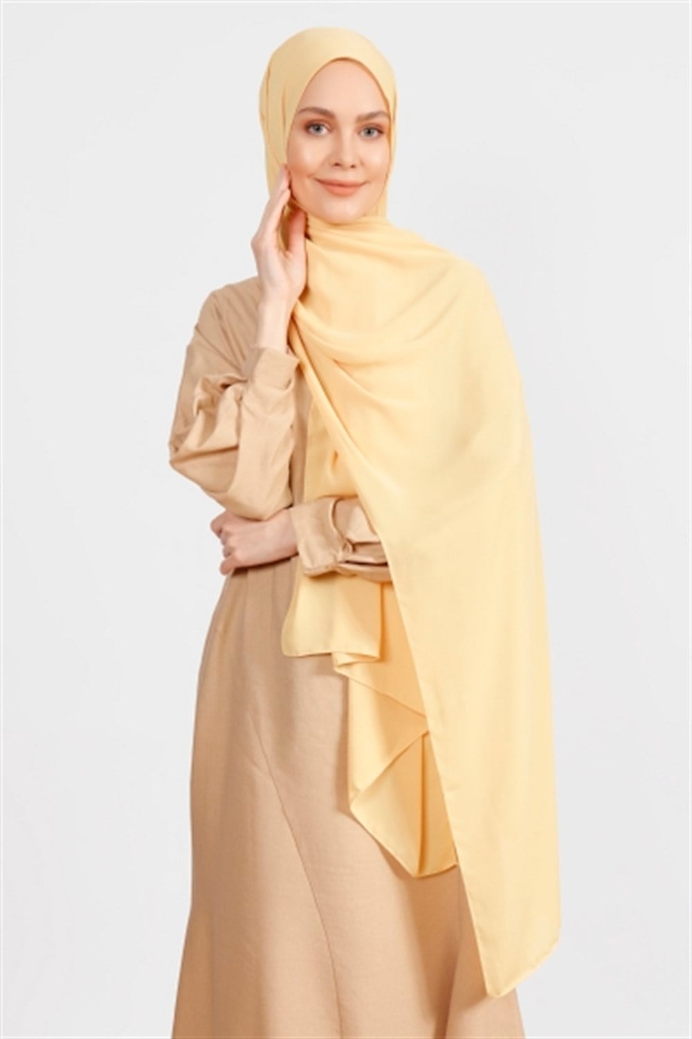 Krep Şal - Açık Hardal