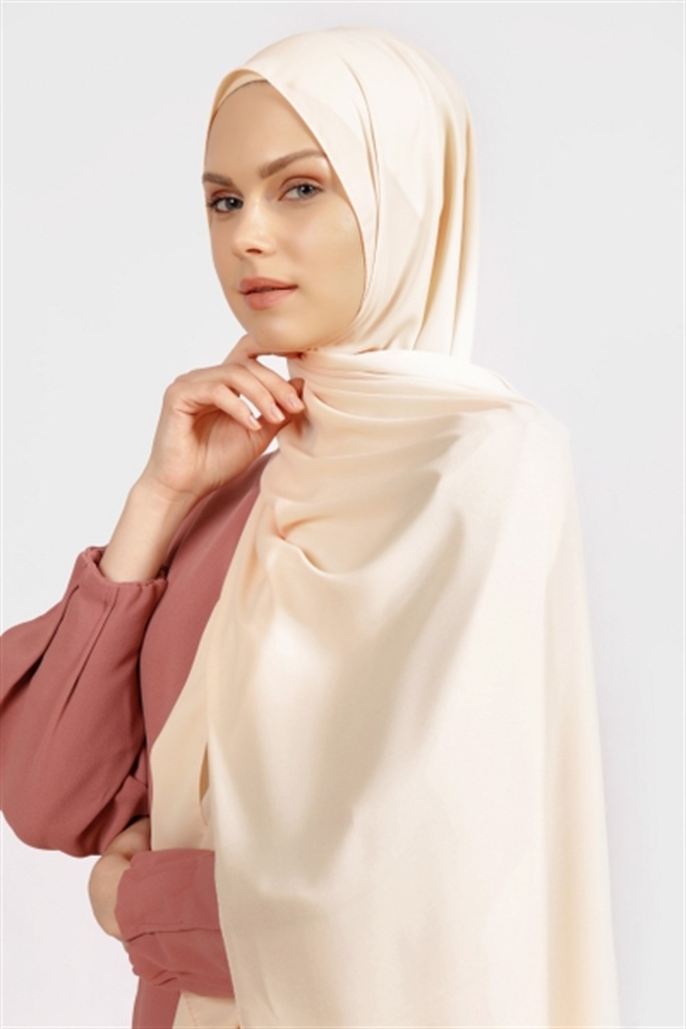 Krep Şal - Acık Pudra