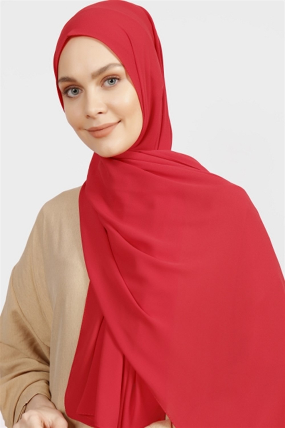 Krep Şal - Canlı Kırmızı