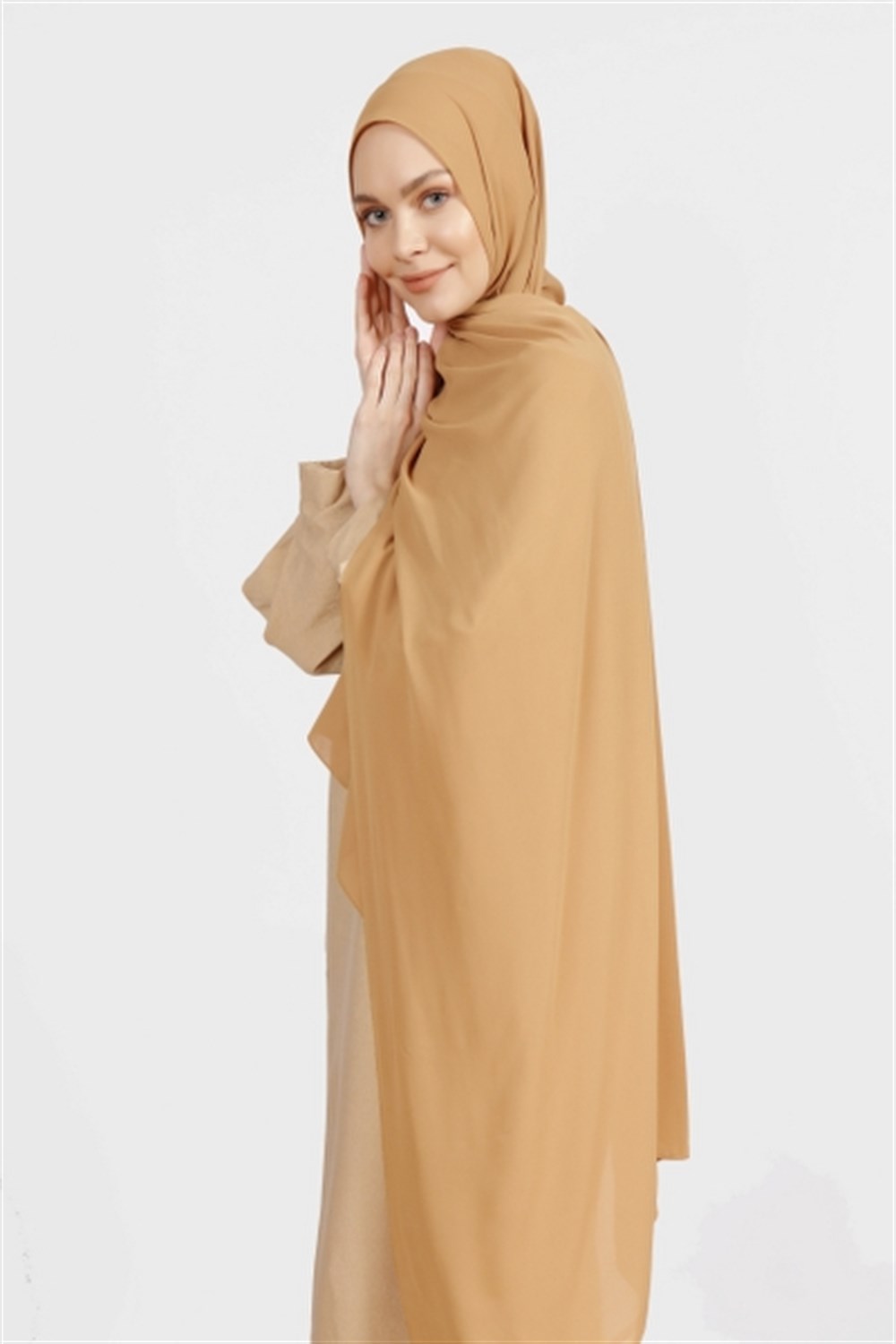 Krep Şal - Gold Bej