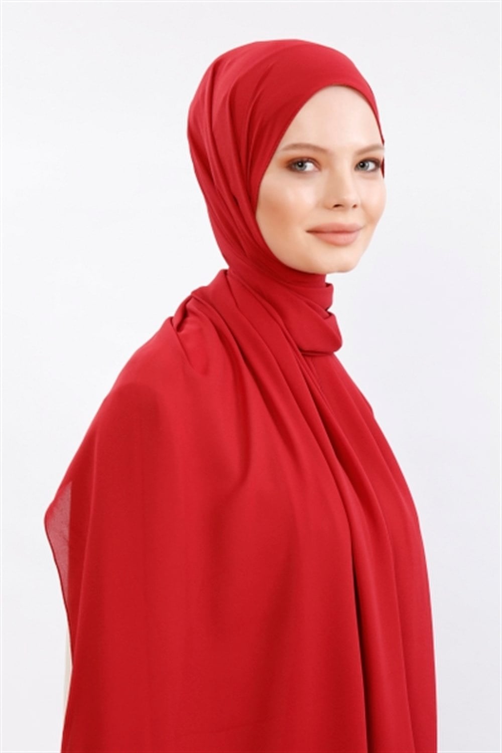 Krep Şal - Kırmızı