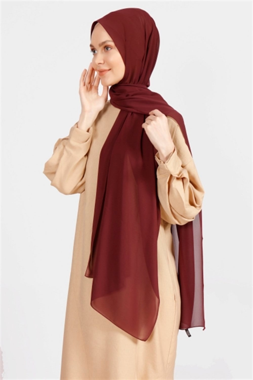 Krep Şal - Koyu Bordo