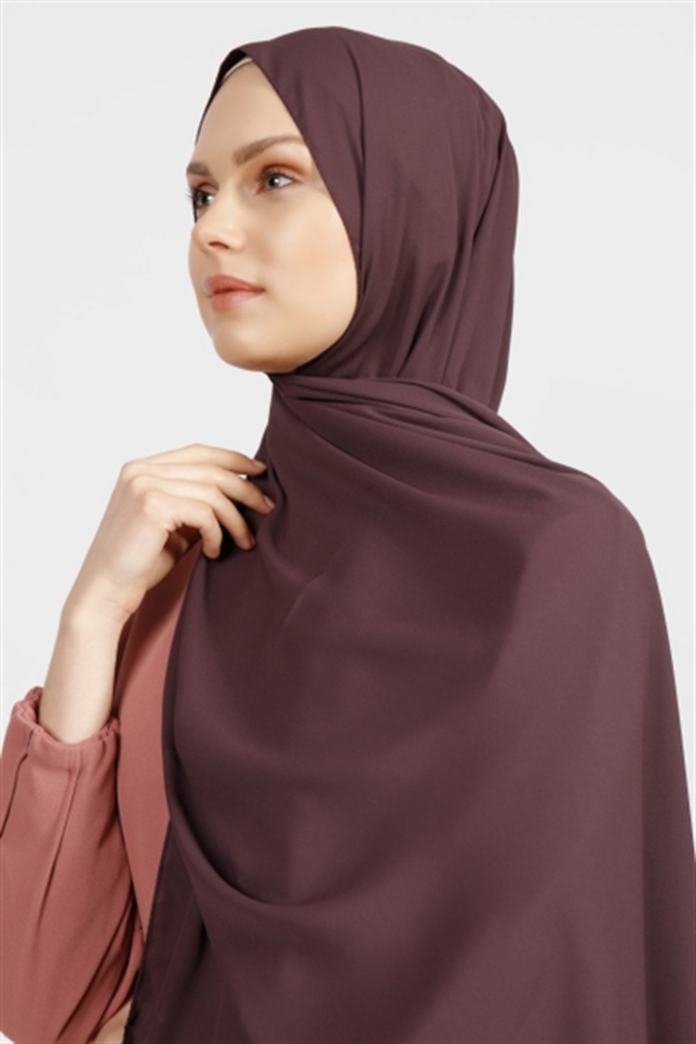 Krep Şal - Koyu Mürdüm