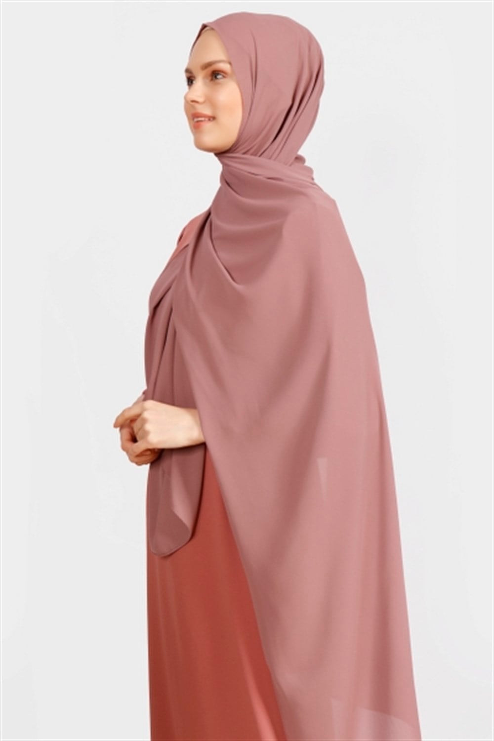 Krep Şal - Koyu Pastel Pudra