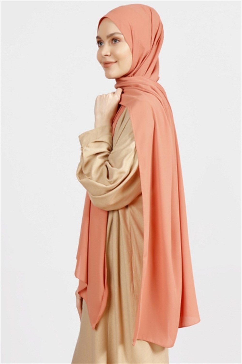 Krep Şal - Koyu Somon