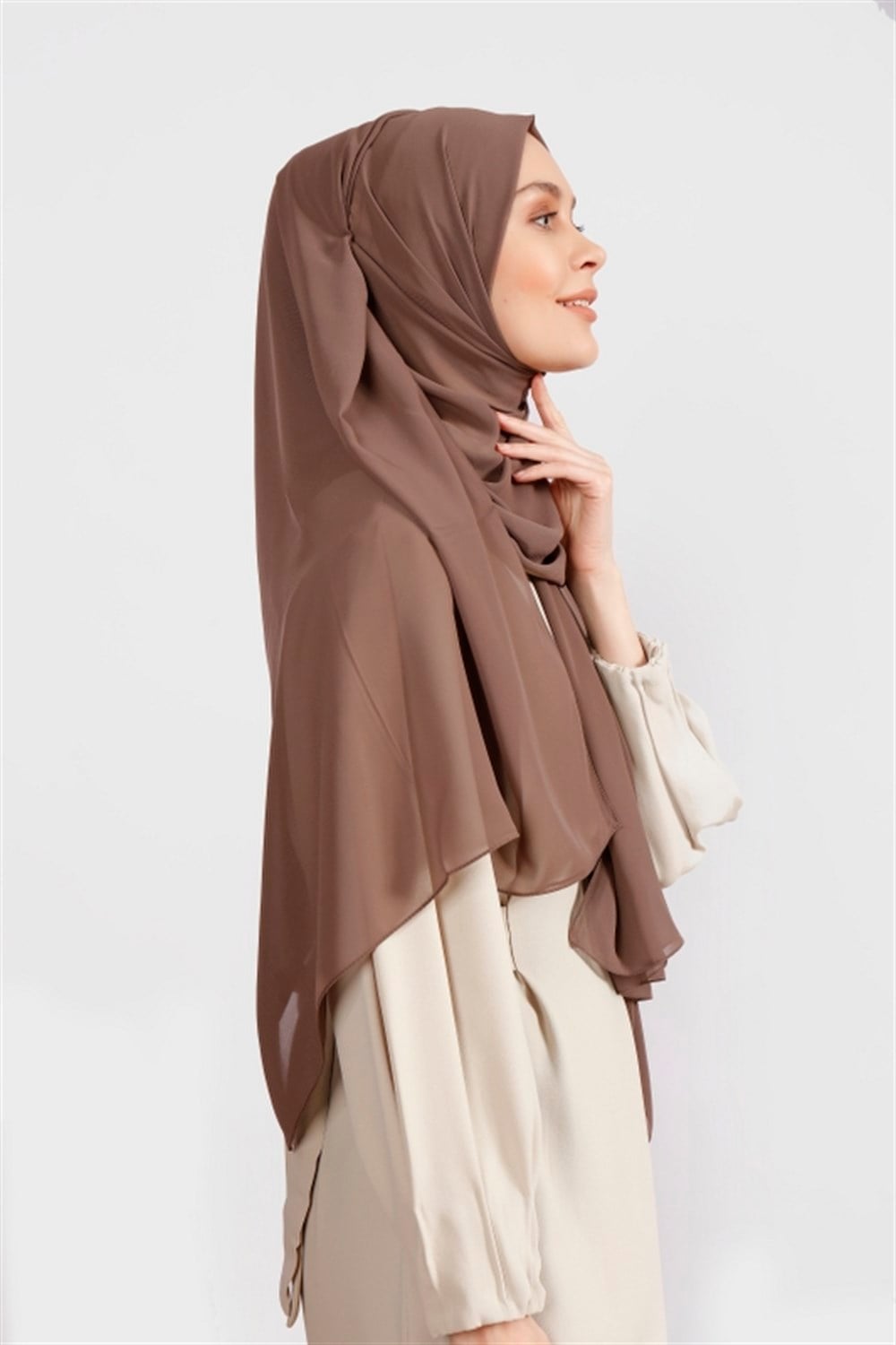 Krep Şifon Şal - Acı Vizon