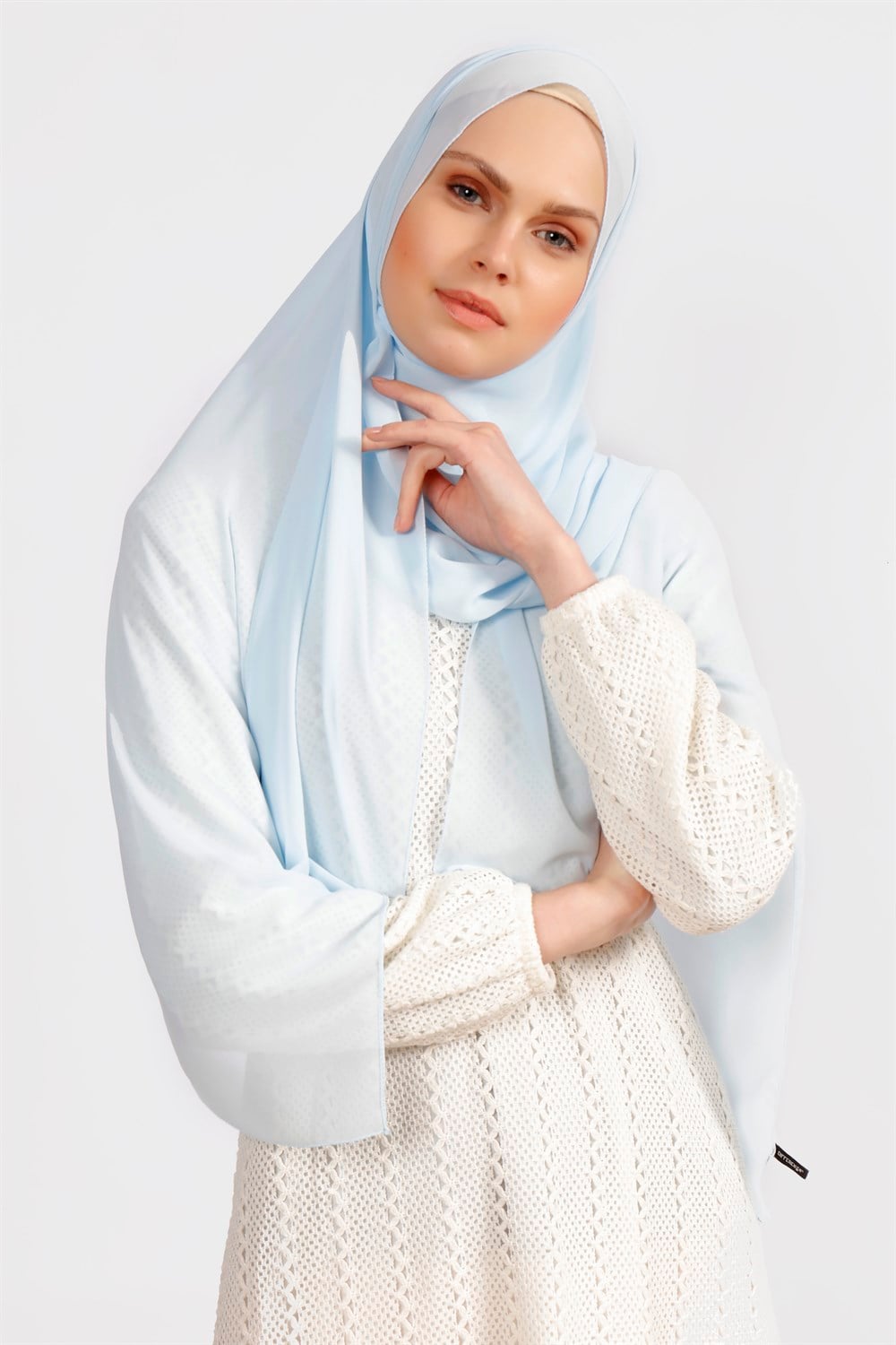 Krep Şifon Şal - Bebe Mavi