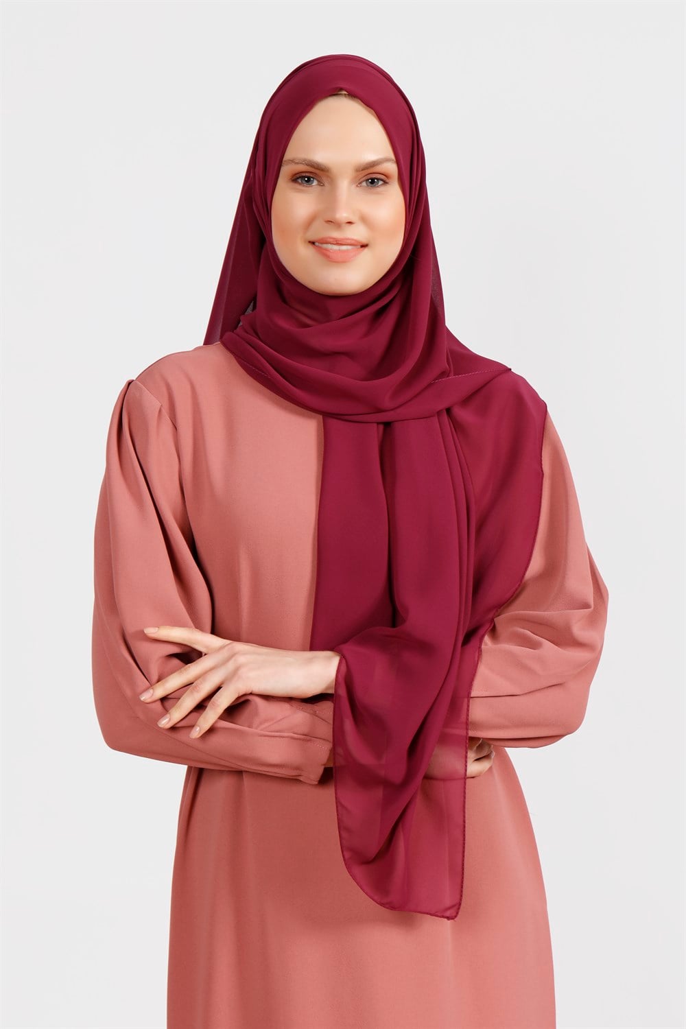 Krep Şifon Şal - Bordo