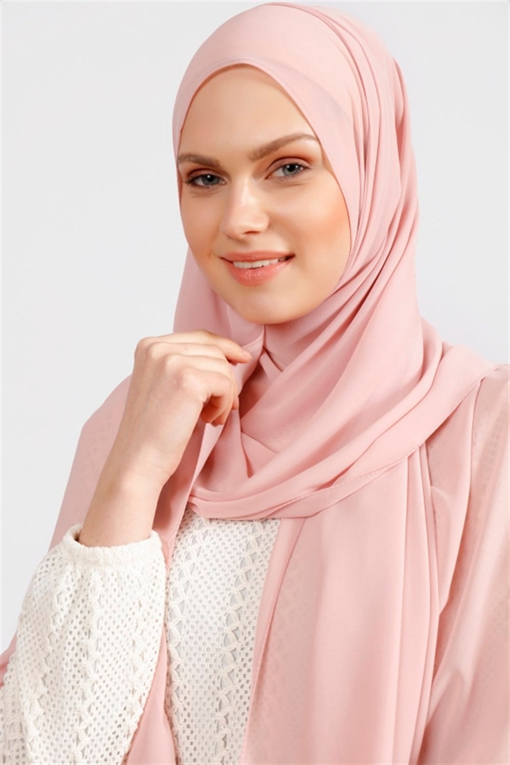 Krep Şifon Şal - Canlı Pudra