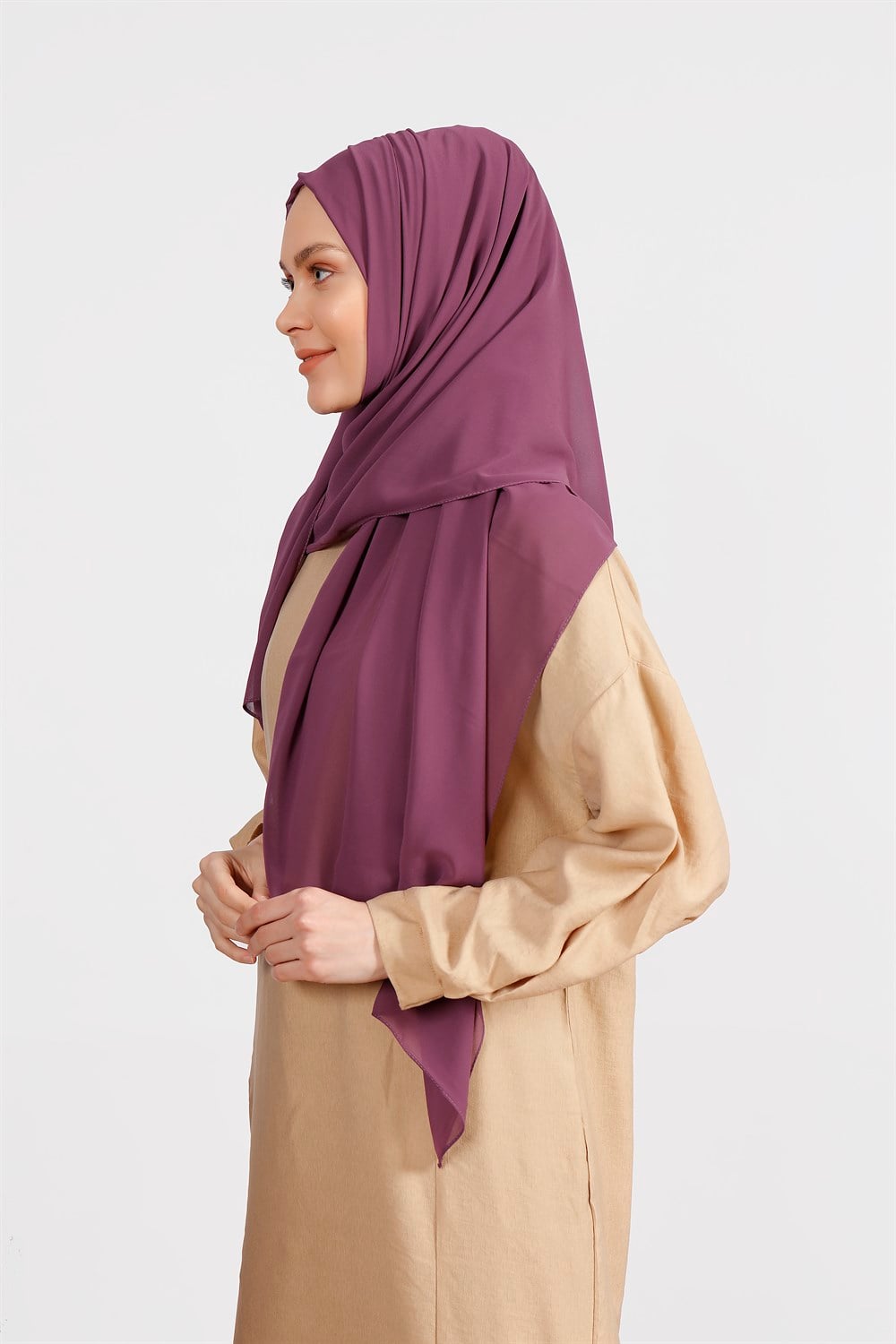 Krep Şifon Şal - Mor