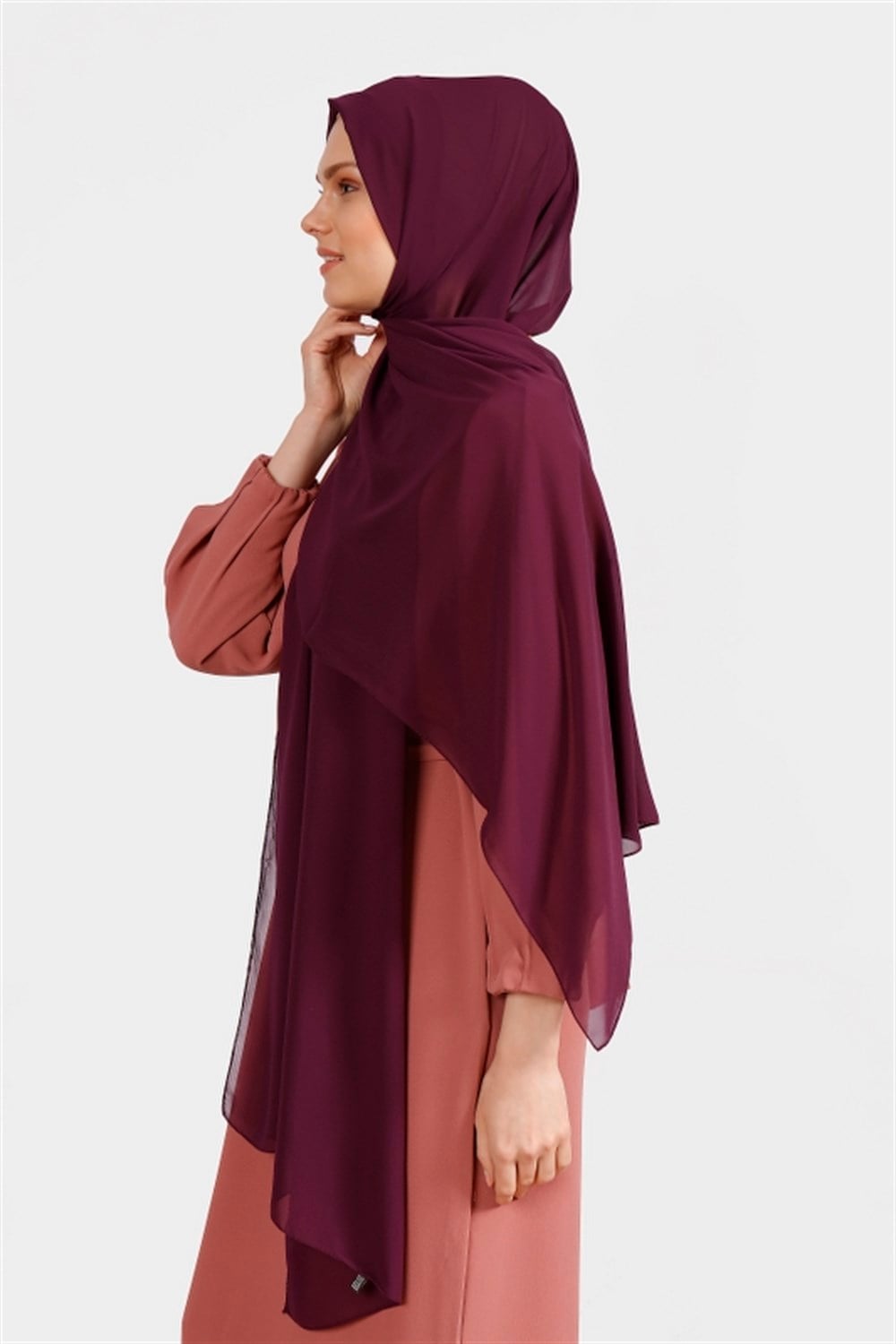 Krep Şifon Şal - Mürdüm