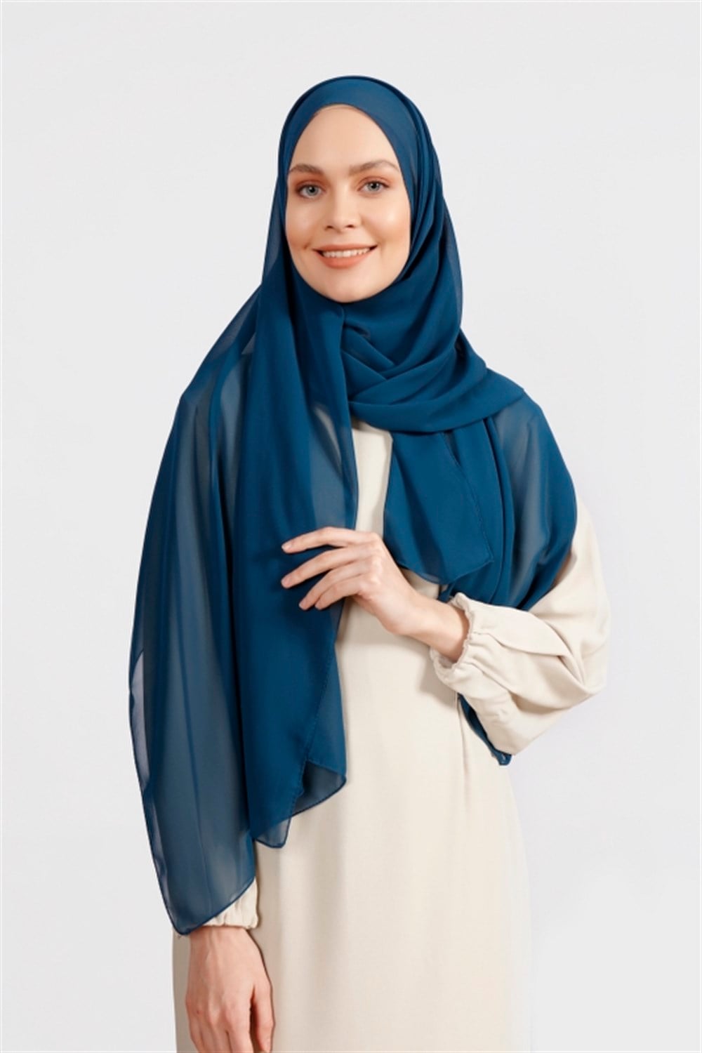 Krep Şifon Şal - Petrol
