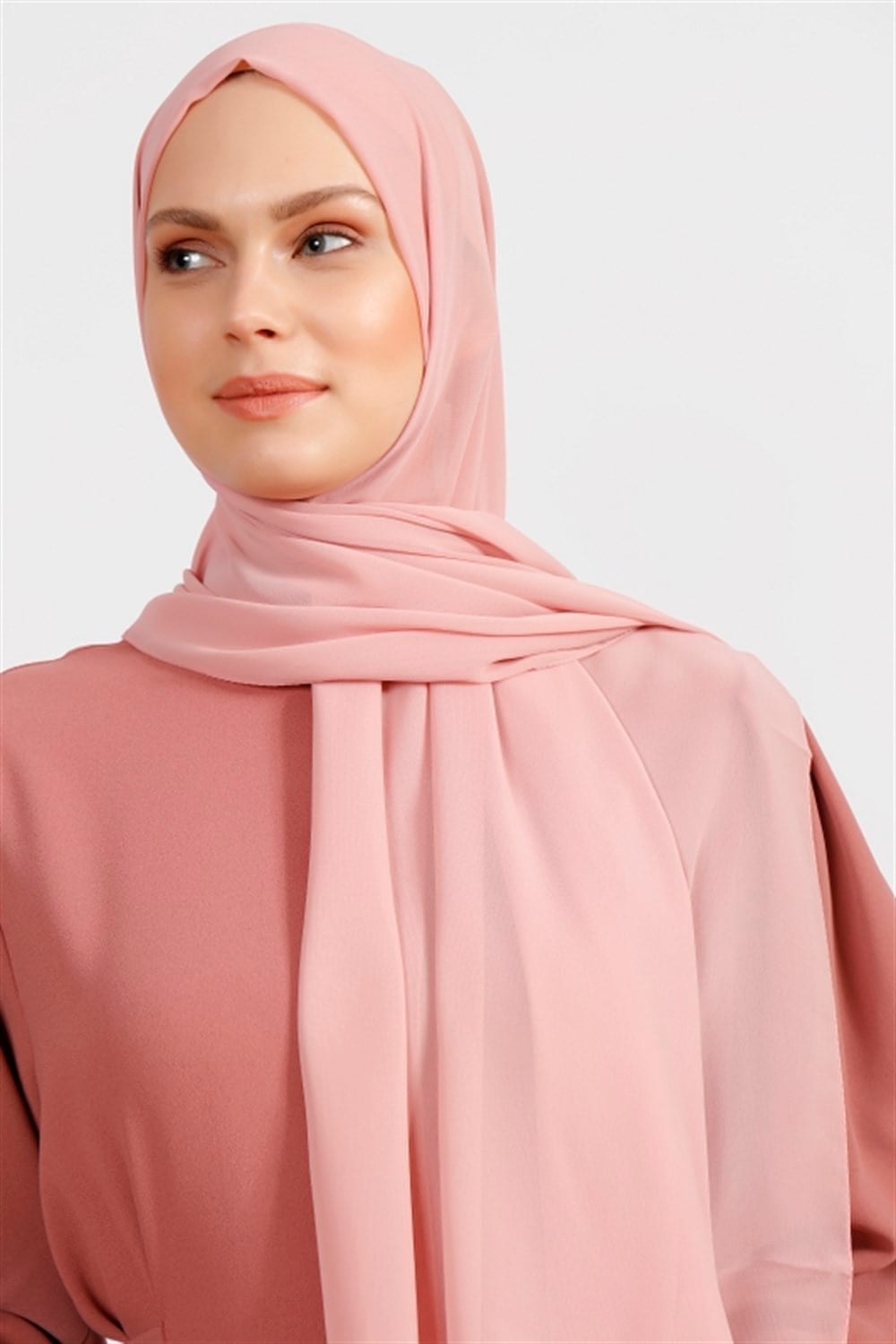 Krep Şifon Şal - Pudra