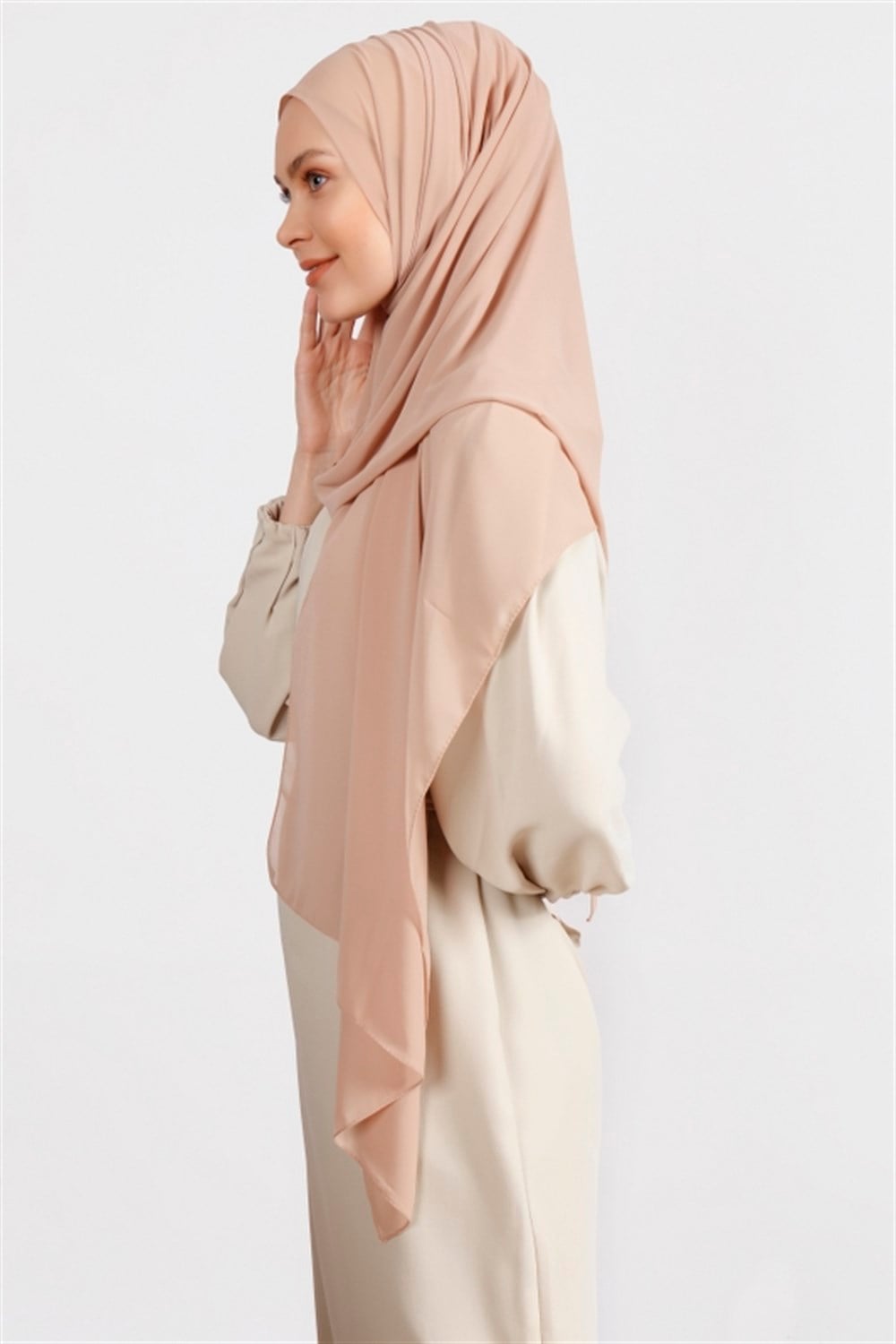 Krep Şifon Şal - Soft Bej