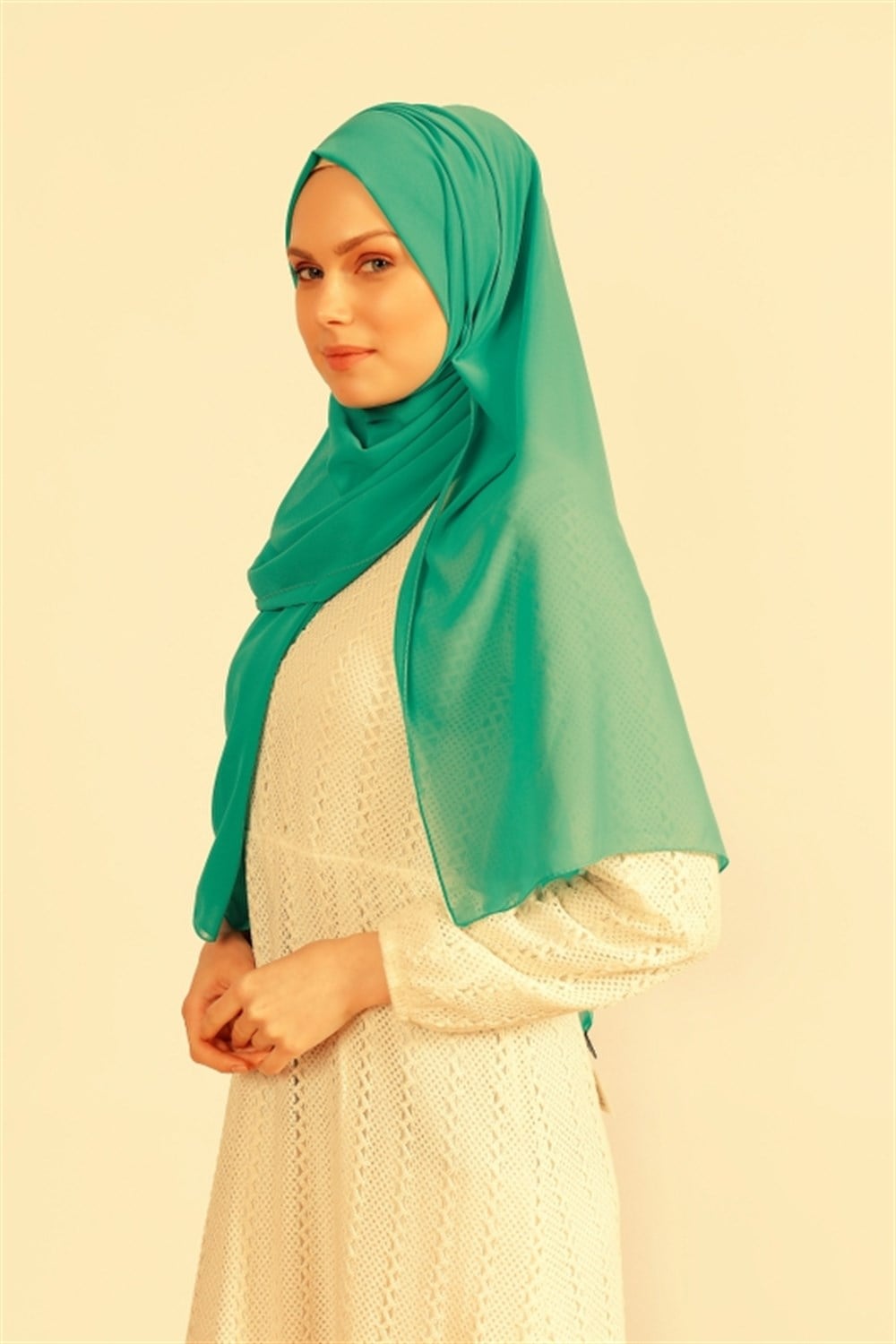Krep Şifon Şal - Yeşil