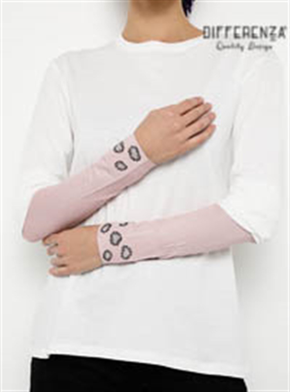 Leopar Taşlı Penye Kolluk-Pudra